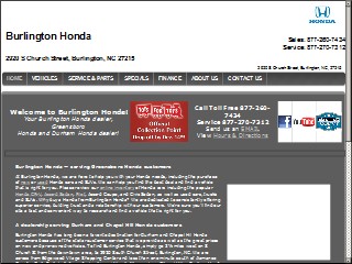 Web site www.burlingtonhonda.com, Flow Honda of Burlington