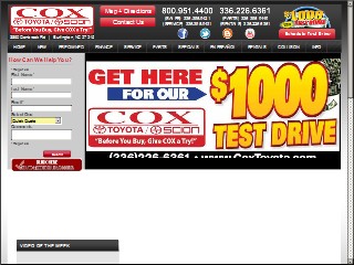 Web site https://www.coxtoyota.com/, Cox Toyota