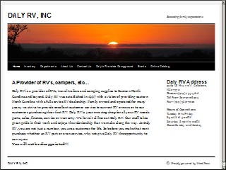 Web site www.dalyrv.com, Daly Rv