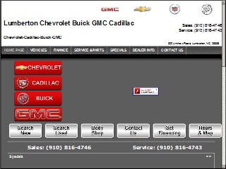 Web site www.jerryjohnsonautomotive.com, Lumberton Chevrolet Buick GMC Cadillac