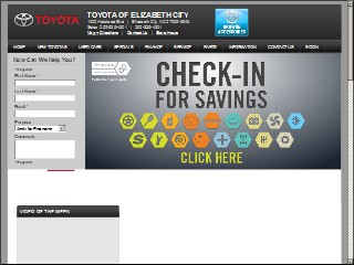 Web site www.toyotaofelizabethcity.com, Toyota Of Elizabeth City
