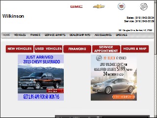 Web site www.wilkinsoncars.com, Wilkinson Cadillac Chevrolet Buick GMC
