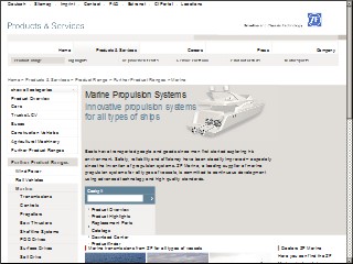 Web site www.zf-marine.com, Z F Marine